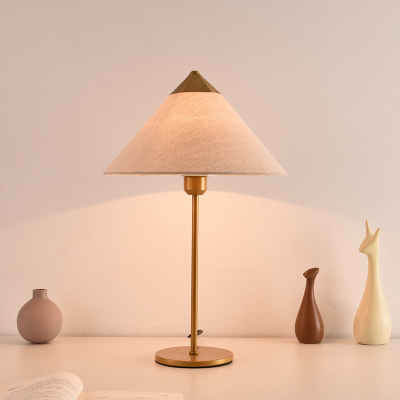 Modern Minimalist Conical Trapezoidal Warm Atmosphere Iron Fabric 1-Light Table Lamp For Bedroom