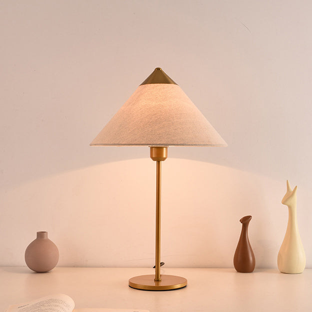 Modern Minimalist Conical Trapezoidal Warm Atmosphere Iron Fabric 1-Light Table Lamp For Bedroom
