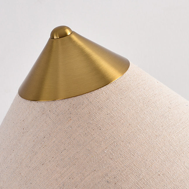 Modern Minimalist Conical Trapezoidal Warm Atmosphere Iron Fabric 1-Light Table Lamp For Bedroom