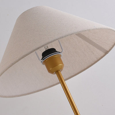 Modern Minimalist Conical Trapezoidal Warm Atmosphere Iron Fabric 1-Light Table Lamp For Bedroom