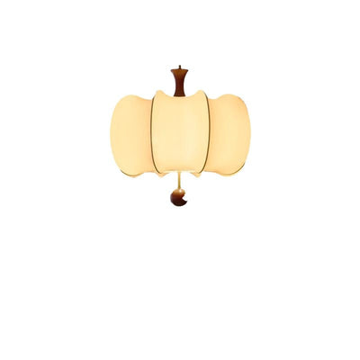 Traditional Chinese Flower Onion Fabric Wood 3-Light Pendant Light For Bedroom