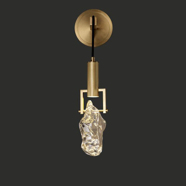 Moderne Art Déco Zylindrische Kupfer Kristall 1-Licht Wandleuchte für den Flur 
