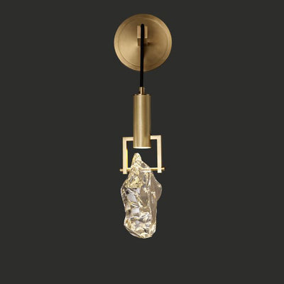 Modern Art Deco Cylindrical Copper Crystal 1-Light Wall Sconce Lamp For Hallway