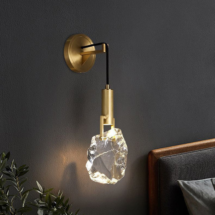 Moderne Art Déco Zylindrische Kupfer Kristall 1-Licht Wandleuchte für den Flur 