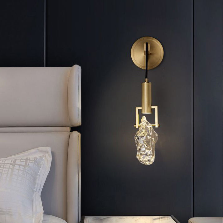Moderne Art Déco Zylindrische Kupfer Kristall 1-Licht Wandleuchte für den Flur 