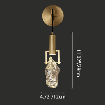 Modern Art Deco Cylindrical Copper Crystal 1-Light Wall Sconce Lamp For Hallway