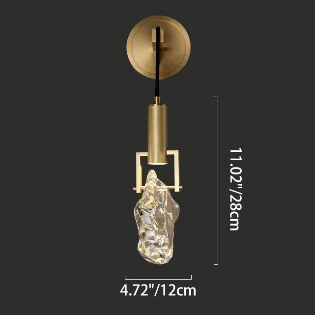 Modern Art Deco Cylindrical Copper Crystal 1-Light Wall Sconce Lamp For Hallway