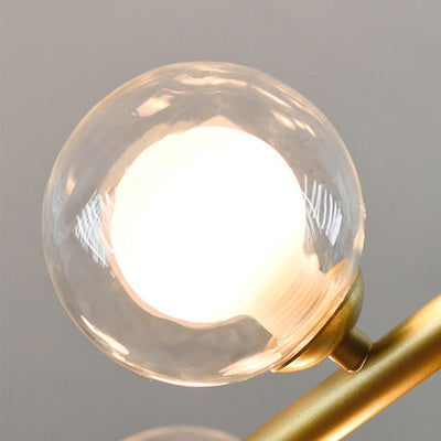 Modern Minimalist Round Ball Wave Iron Glass 3/7 Light Island Light Chandelier For Dining Room