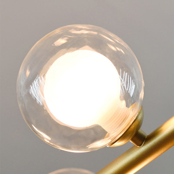Modern Minimalist Round Ball Wave Iron Glass 3/7 Light Island Light Chandelier For Dining Room