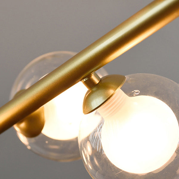 Modern Minimalist Round Ball Wave Iron Glass 3/7 Light Island Light Chandelier For Dining Room