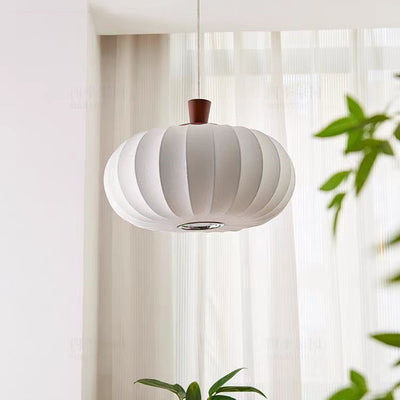 Traditional Chinese Oval Warm Atmosphere Wood Silk 3/4 Light Pendant Light For Bedroom