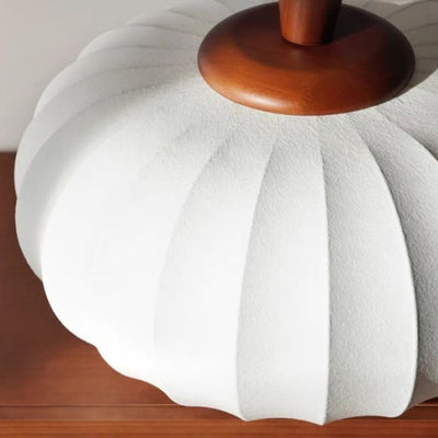 Traditional Chinese Oval Warm Atmosphere Wood Silk 3/4 Light Pendant Light For Bedroom