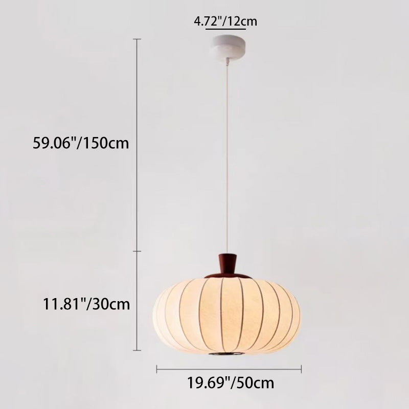 Traditional Chinese Oval Warm Atmosphere Wood Silk 3/4 Light Pendant Light For Bedroom
