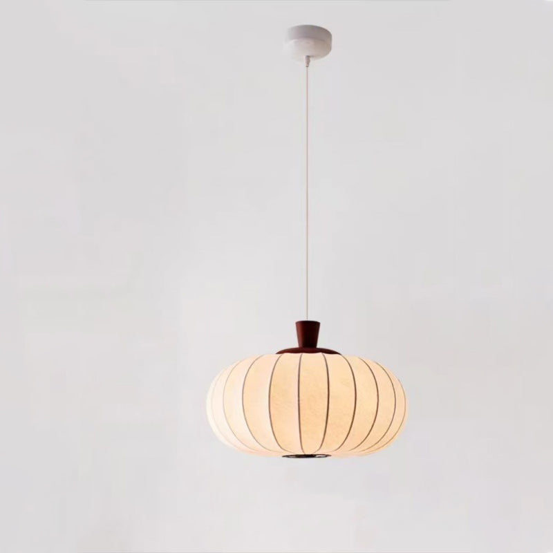 Traditional Chinese Oval Warm Atmosphere Wood Silk 3/4 Light Pendant Light For Bedroom