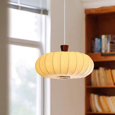 Traditional Chinese Oval Warm Atmosphere Wood Silk 3/4 Light Pendant Light For Bedroom
