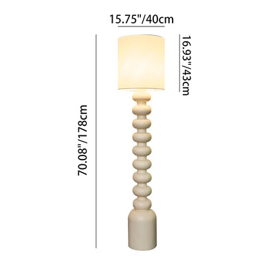 Modern Minimalist Cylindrical Fabric Resin 1-Light Standing Floor Lamp For Bedroom