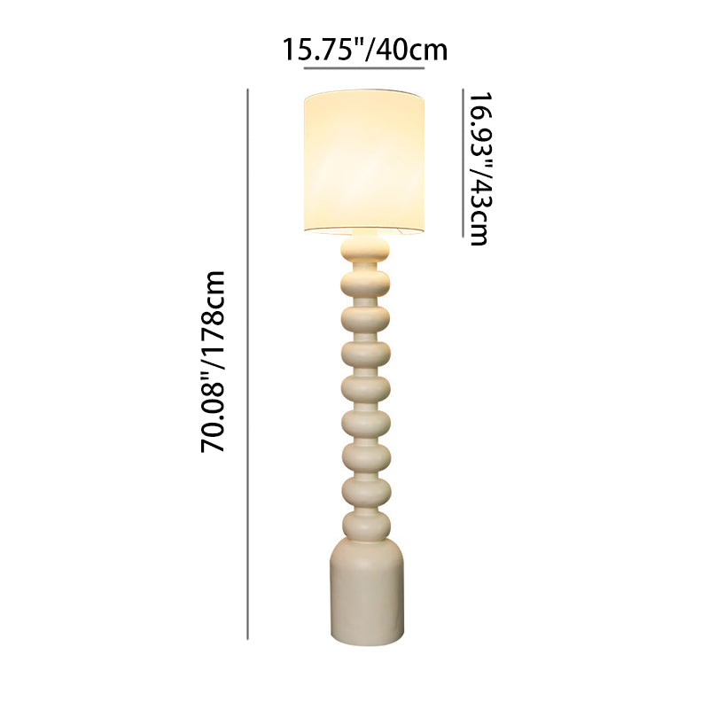 Modern Minimalist Cylindrical Fabric Resin 1-Light Standing Floor Lamp For Bedroom