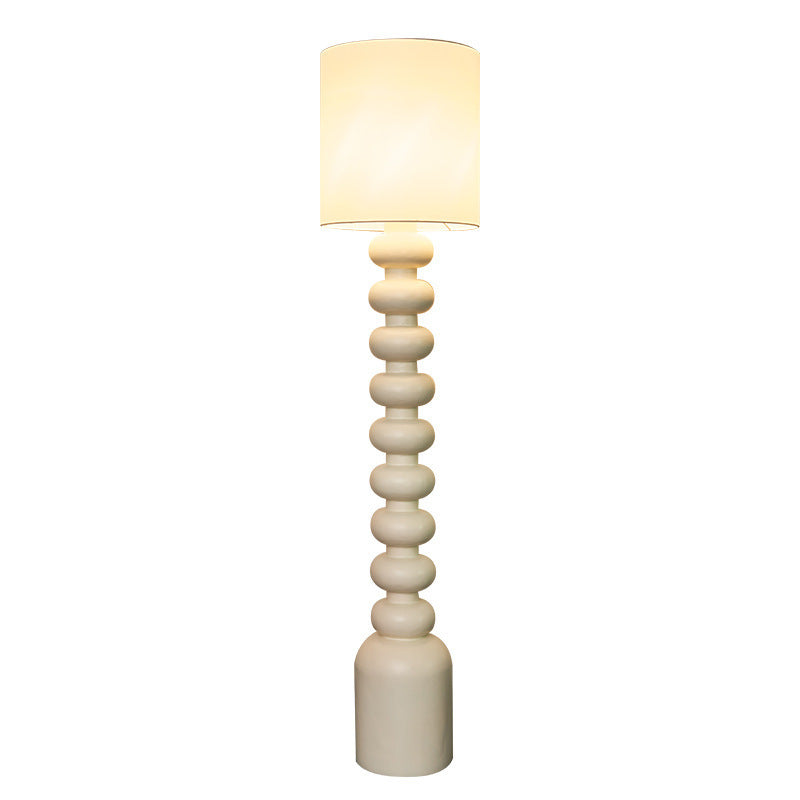 Modern Minimalist Cylindrical Fabric Resin 1-Light Standing Floor Lamp For Bedroom