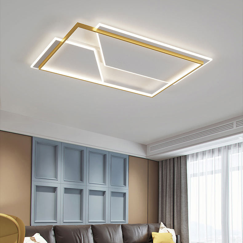 Modern Minimalist Round Square Rectangular Iron Acrylic LED Flush Mount Ceiling Light For Living Room