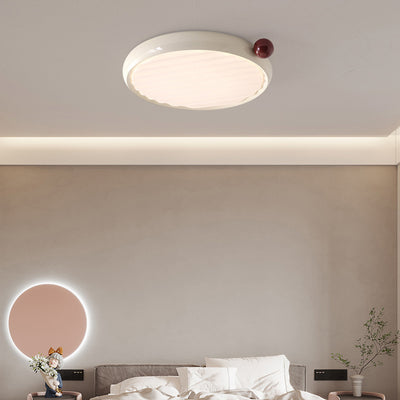 Modern Minimalist Oval Spherical Childlike Iron Acrylic LED Flush Mount Ceiling Light For Bedroom