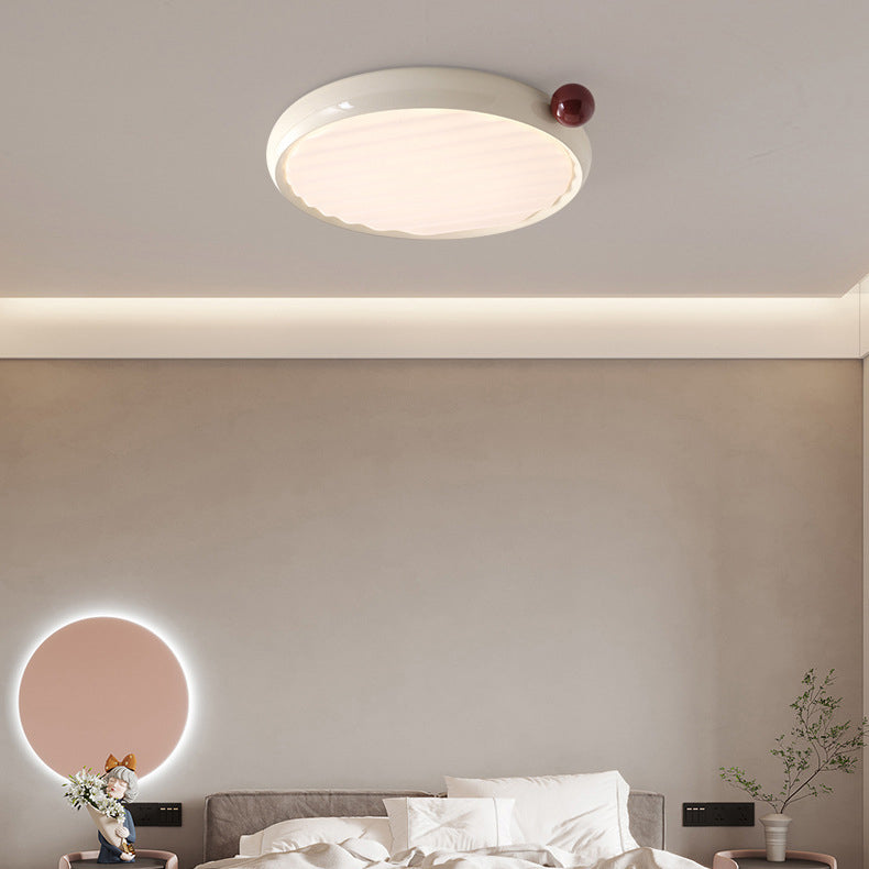 Modern Minimalist Oval Spherical Childlike Iron Acrylic LED Flush Mount Ceiling Light For Bedroom