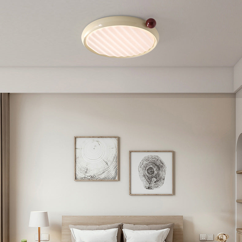 Modern Minimalist Oval Spherical Childlike Iron Acrylic LED Flush Mount Ceiling Light For Bedroom