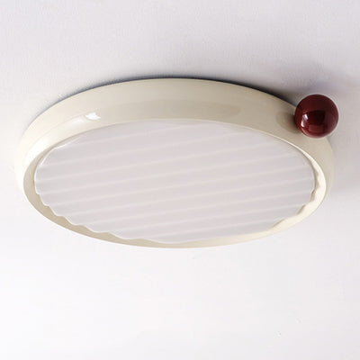 Modern Minimalist Oval Spherical Childlike Iron Acrylic LED Flush Mount Ceiling Light For Bedroom