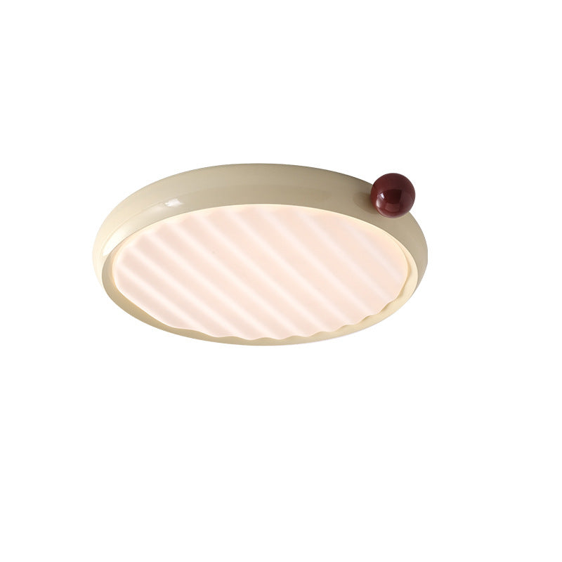 Modern Minimalist Oval Spherical Childlike Iron Acrylic LED Flush Mount Ceiling Light For Bedroom