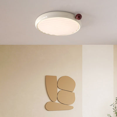 Modern Minimalist Oval Spherical Childlike Iron Acrylic LED Flush Mount Ceiling Light For Bedroom