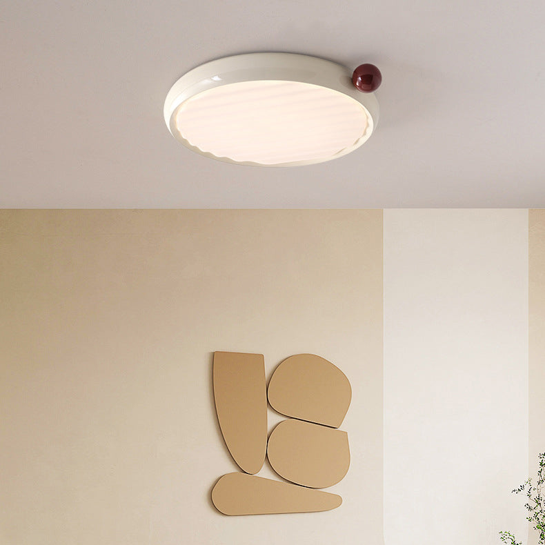 Modern Minimalist Oval Spherical Childlike Iron Acrylic LED Flush Mount Ceiling Light For Bedroom