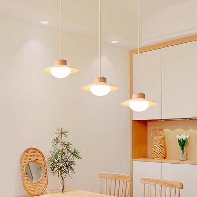 Contemporary Scandinavian Spherical Wooden Iron Acrylic LED Island Light Chandelier For Dining Room