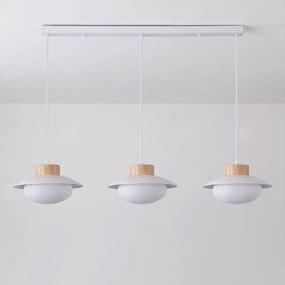 Contemporary Scandinavian Spherical Wooden Iron Acrylic LED Island Light Chandelier For Dining Room