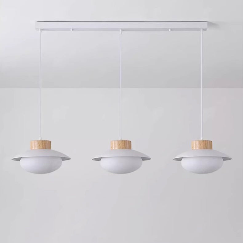 Contemporary Scandinavian Spherical Wooden Iron Acrylic LED Island Light Chandelier For Dining Room