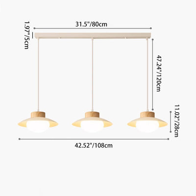 Contemporary Scandinavian Spherical Wooden Iron Acrylic LED Island Light Chandelier For Dining Room