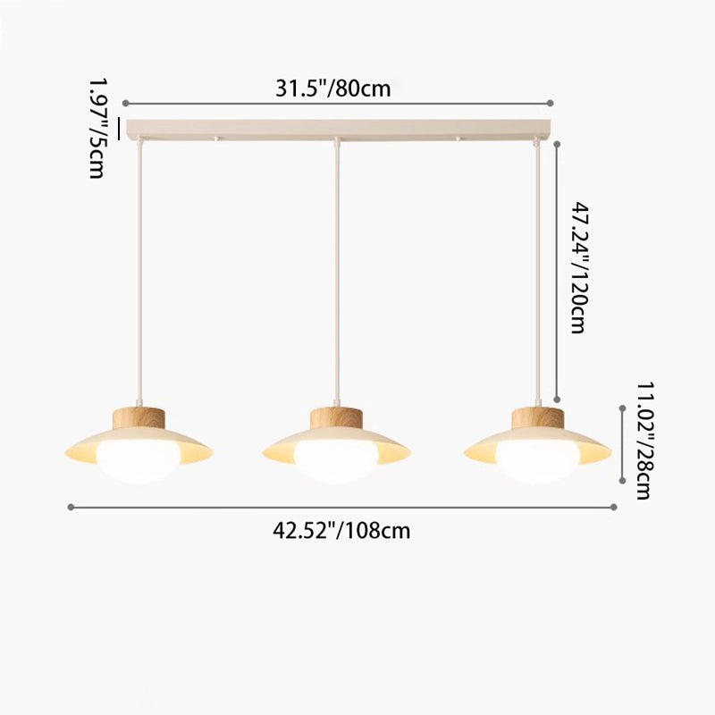 Contemporary Scandinavian Spherical Wooden Iron Acrylic LED Island Light Chandelier For Dining Room
