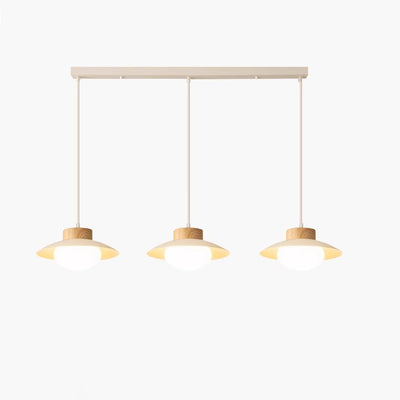 Contemporary Scandinavian Spherical Wooden Iron Acrylic LED Island Light Chandelier For Dining Room