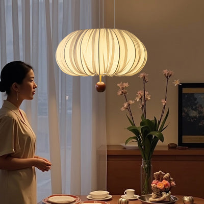 Traditional Chinese Spherical Hardware Fabric 4-Light Pendant Light For Bedroom