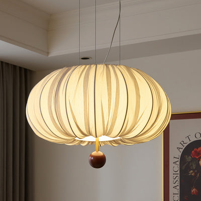 Traditional Chinese Spherical Hardware Fabric 4-Light Pendant Light For Bedroom