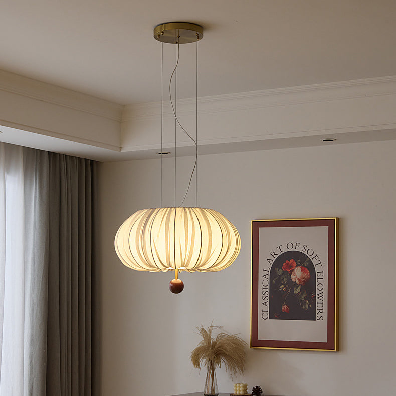 Traditional Chinese Spherical Hardware Fabric 4-Light Pendant Light For Bedroom