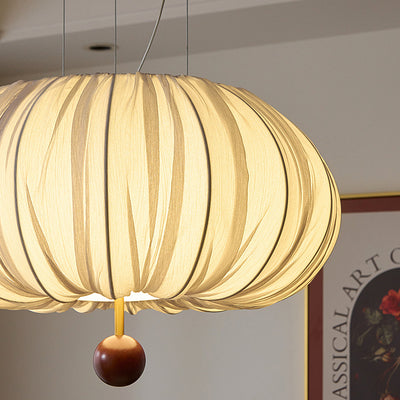 Traditional Chinese Spherical Hardware Fabric 4-Light Pendant Light For Bedroom