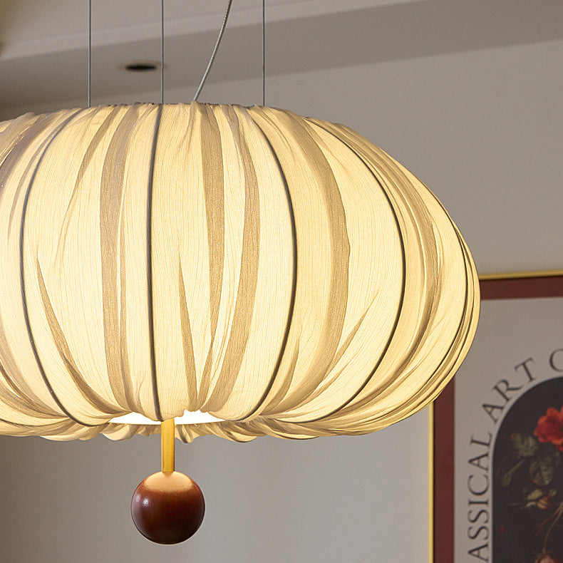 Traditional Chinese Spherical Hardware Fabric 4-Light Pendant Light For Bedroom