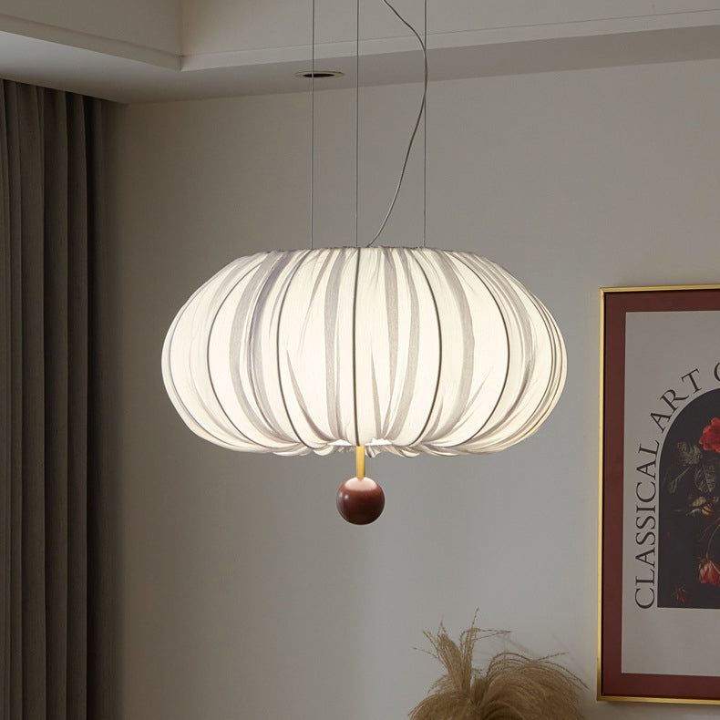Traditional Chinese Spherical Hardware Fabric 4-Light Pendant Light For Bedroom