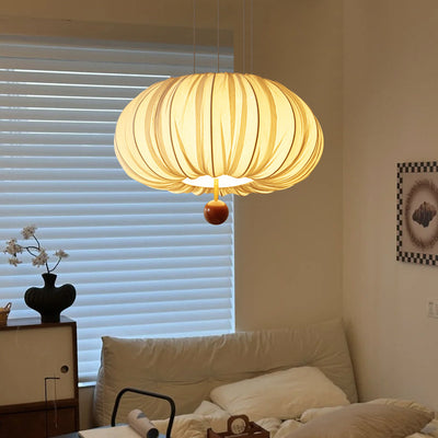 Traditional Chinese Spherical Hardware Fabric 4-Light Pendant Light For Bedroom