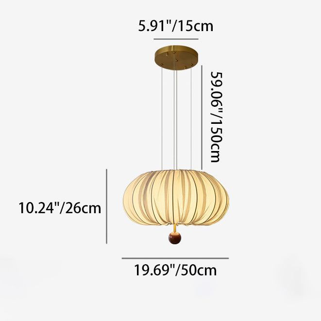 Traditional Chinese Spherical Hardware Fabric 4-Light Pendant Light For Bedroom