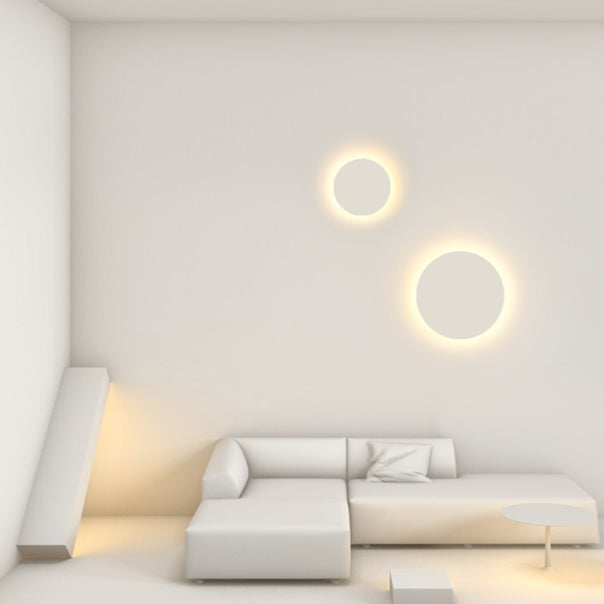 Modern Minimalist Round Tech Iron Acrylic LED Wall Sconce Lamp For Bedroom