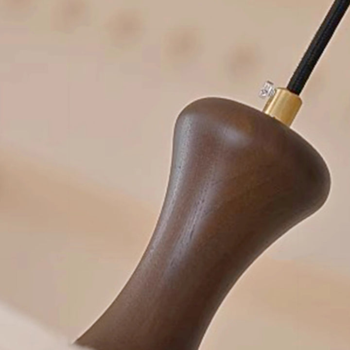 Traditional Vintage Flower Half Sphere Wooden Fabric Acrylic 3/5 Light Pendant Light For Bedroom