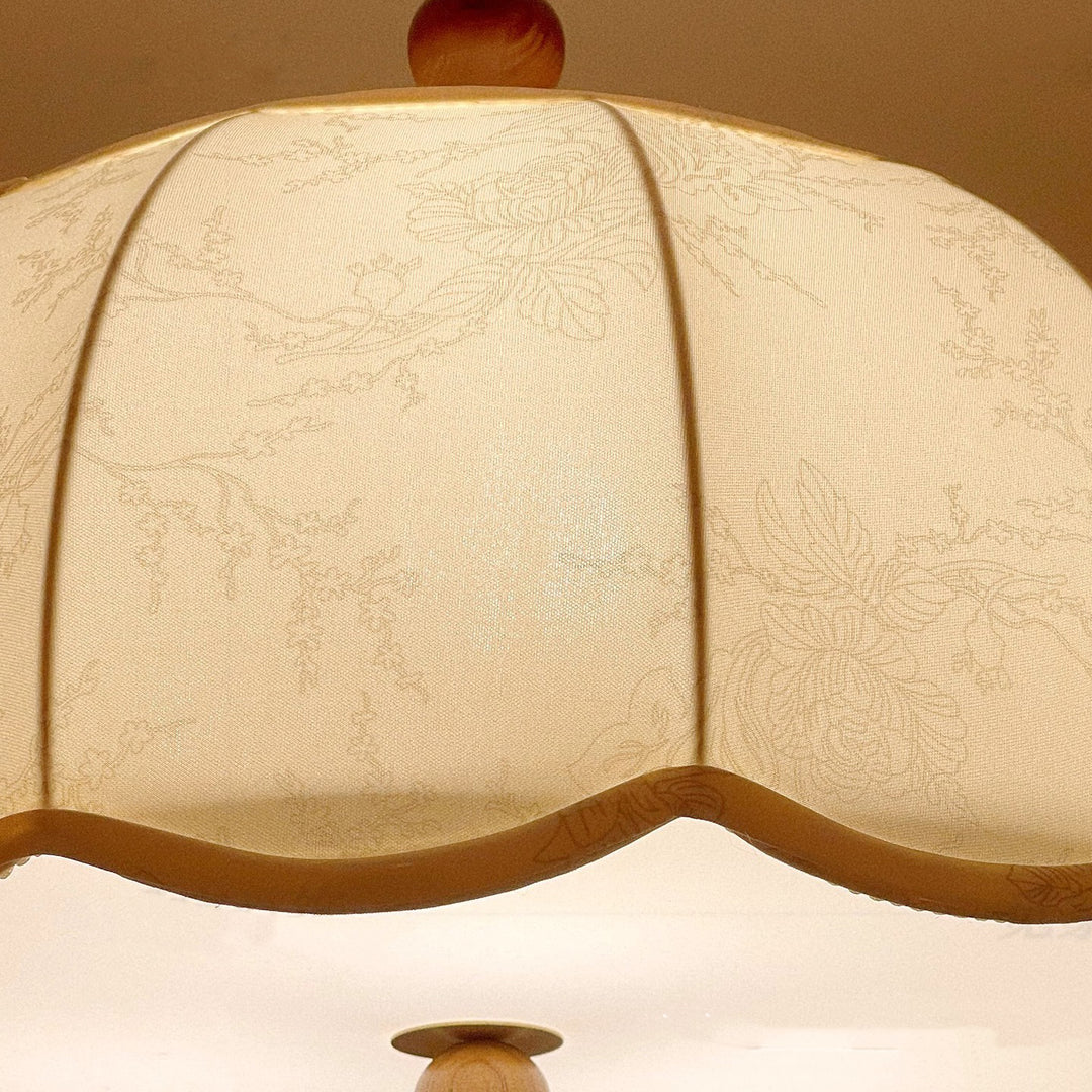 Traditional Vintage Flower Half Sphere Wooden Fabric Acrylic 3/5 Light Pendant Light For Bedroom