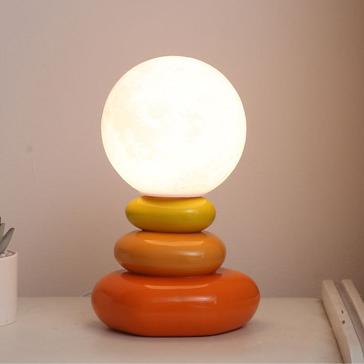 Lampe de table moderne Art Déco sphérique ovale en céramique et verre à 1 lumière pour chambre 
