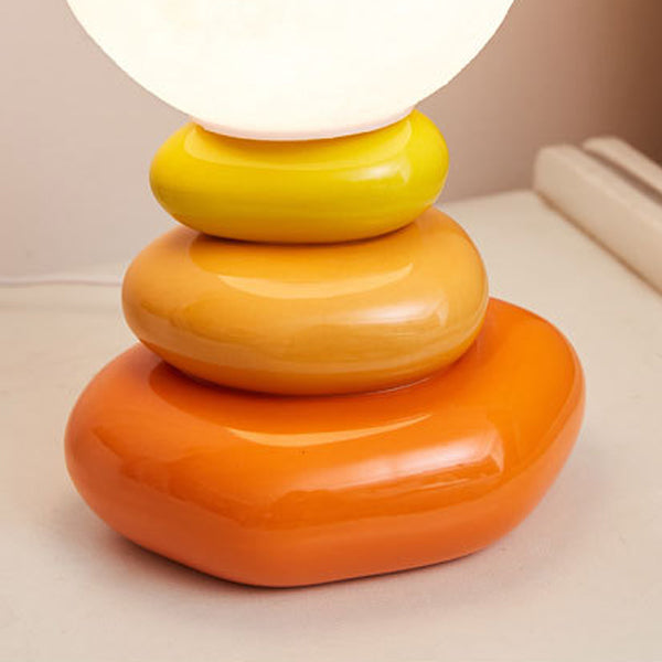 Lampe de table moderne Art Déco sphérique ovale en céramique et verre à 1 lumière pour chambre 