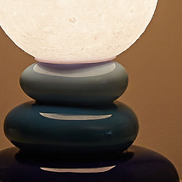 Lampe de table moderne Art Déco sphérique ovale en céramique et verre à 1 lumière pour chambre 